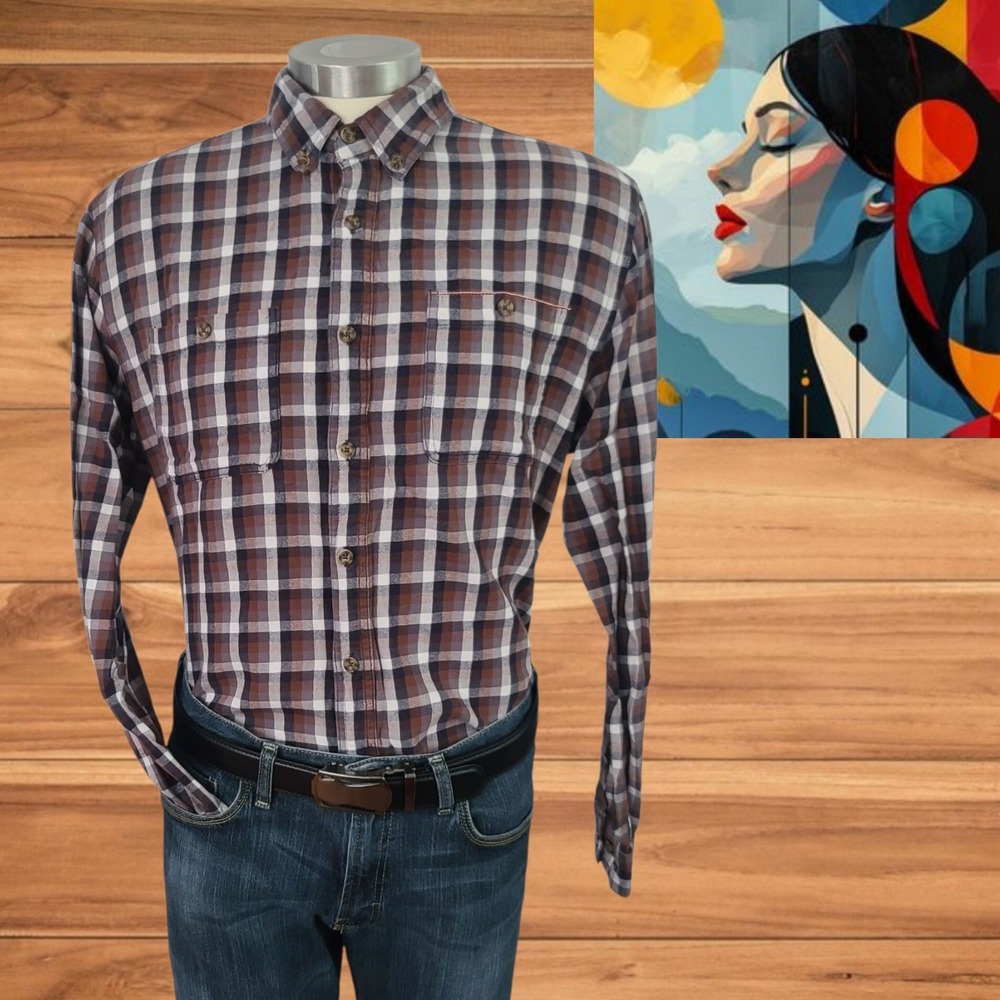 Boston Traders Men's Size L Long Sleeve Shirt Multicolor Checked